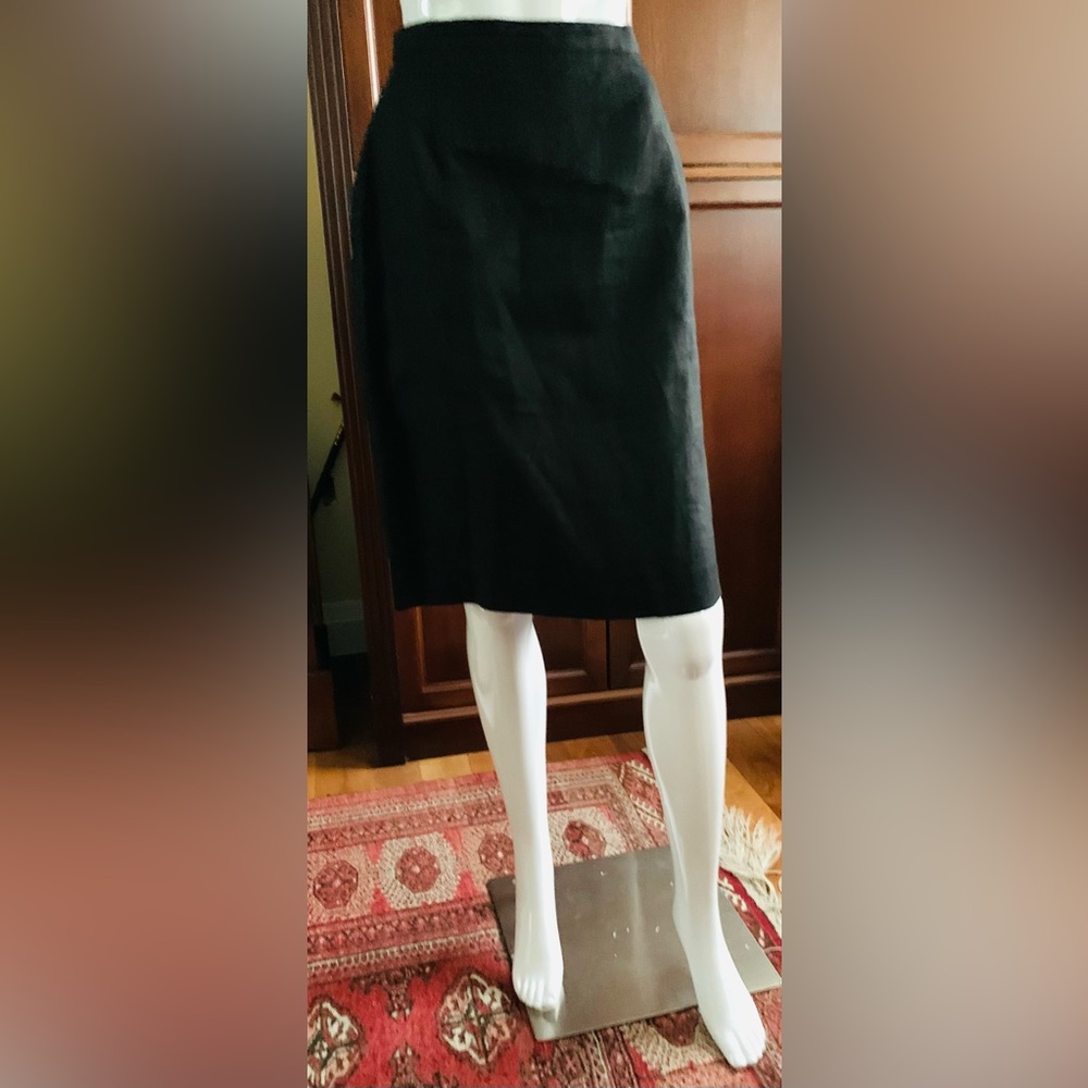 Black 100% linen mini pencil skirt over the knee Eur 44 US 10-12